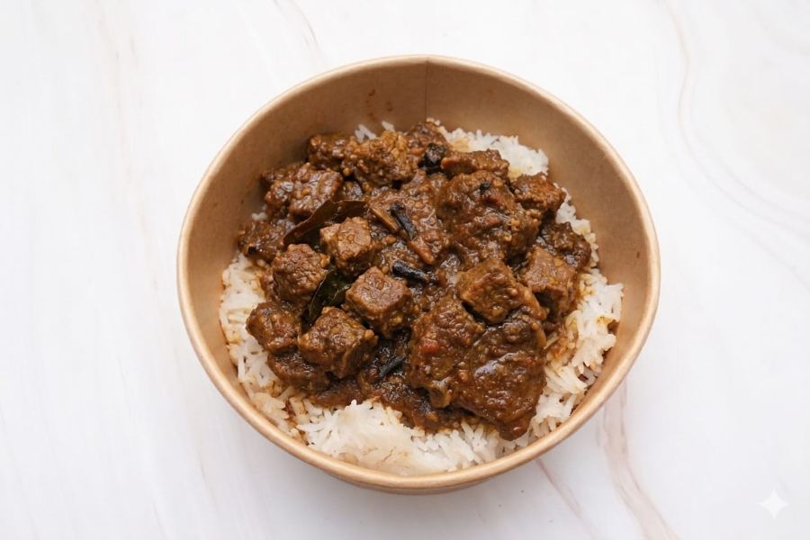 Curry lamb and rice